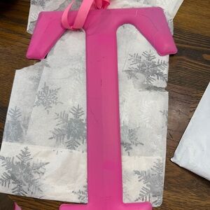 Pink Monogram Letter T Decor